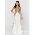 Ladies Gold Embroidered Evening Dress